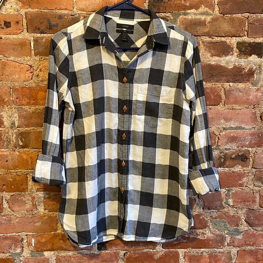 J Crew button up boy shirt, Size 0, flannel